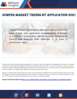 Dumper Market Trends by Application 2021