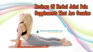 Reviews Of Herbal Joint Pain Supplements That Are Genuine