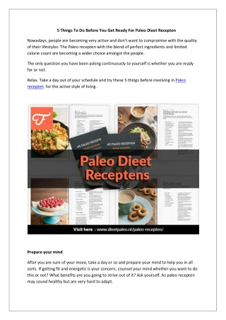 The Best Reasons to take Paleo Dieet Recepten in your daily Routine Food.