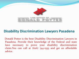 Disability Discrimination Lawyers Pasadena