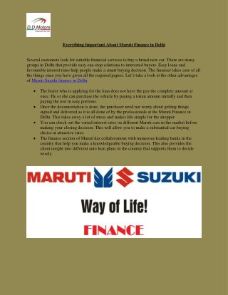 Everything Important About Maruti Finance in Delhi