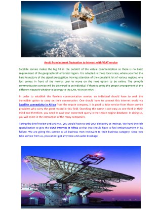 Satellite connectivity in Africa