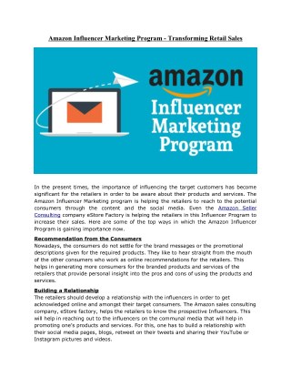 Amazon Influencer Marketing Program – Transforming Retail Sales