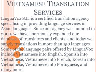 Vietnamese Translation Services