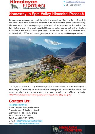 Homestay in Spiti Valley Himachal Pradesh - Himalayan Frontiers