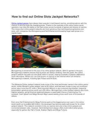 How to find out Online Slots Jackpot Networks?