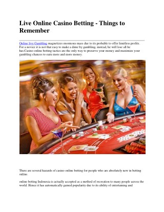 Live Online Casino Betting - Things to Remember