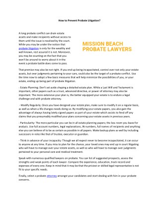 How to Prevent Probate Litigation?