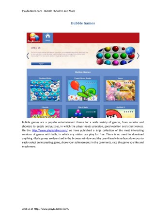 PlayBubblez.com - Bubble Shooters and More