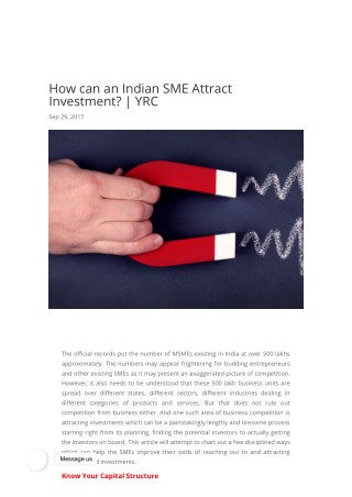 How can an Indian SME Attract Investment? | YRC