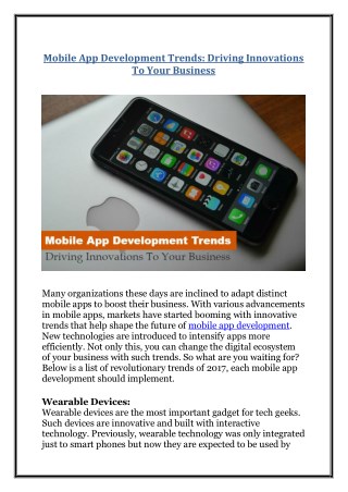 Mobile App Development Trends: Driving Innovations To Your Business