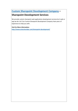Custom Sharepoint Development Company – Sharepoint Development Services