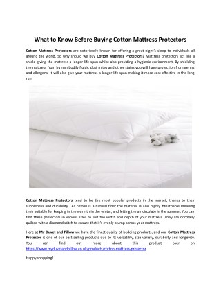 What to Know Before Buying Cotton Mattress Protectors