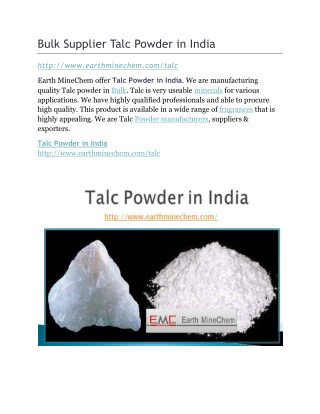 Bulk Supplier Talc Powder in India