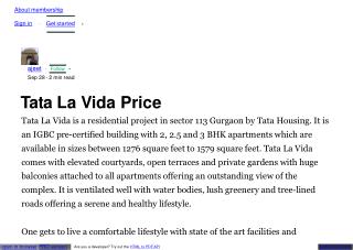 Tata La Vida Price