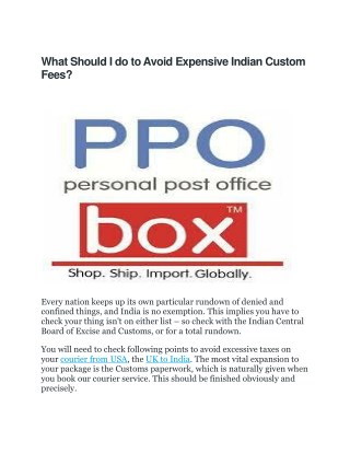 Courier from to usa to india | PPOBox(Personal Post Office)