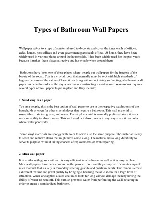 Types of Bathroom Wall Papers