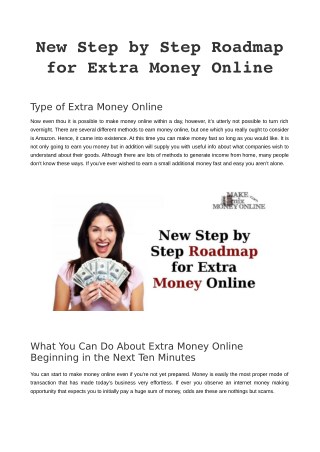 Roadmap for Extra Money Online