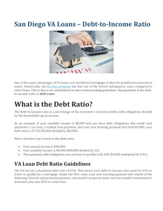 San Diego VA Loans – Debt-to-Income Ratio