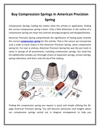 Buy Compression Springs in American Precision Spring