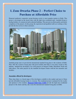 :L Zone Dwarka Phase 2 – Perfect Choice to Purchase at Affordable Price