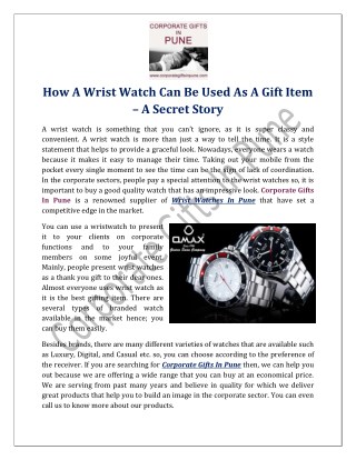 How A Wrist Watch Can Be Used As A Gift Item–A Secret Story