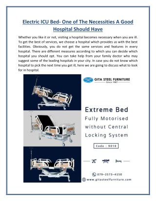 Electric ICU Bed - One of The Necessities A Good Hospital