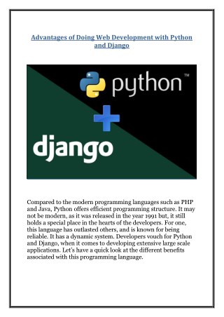 Advantages of Doing Web Development with Python and Django