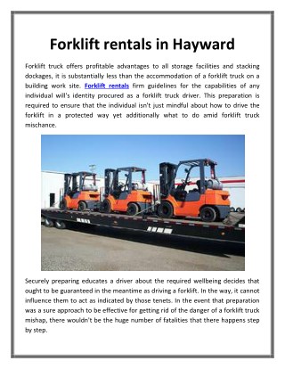 Forklift rentals in Hayward