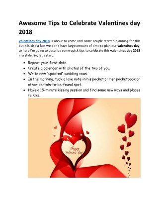 Awesome tips to celebrate valentines day 2018