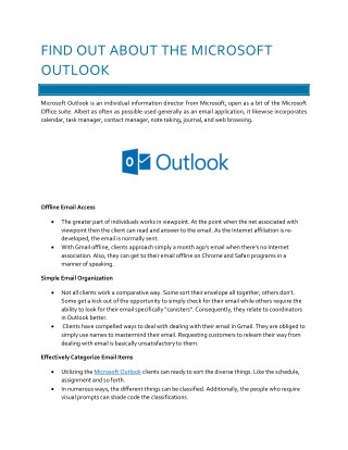 FIND OUT ABOUT THE MICROSOFT OUTLOOK