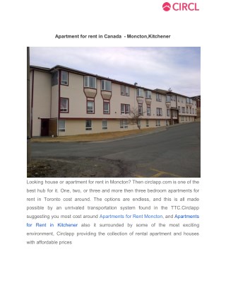 Apartment for rent in moncton,kitchener