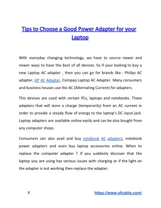 Tips to Choose a Good Power Adapter for your Laptop