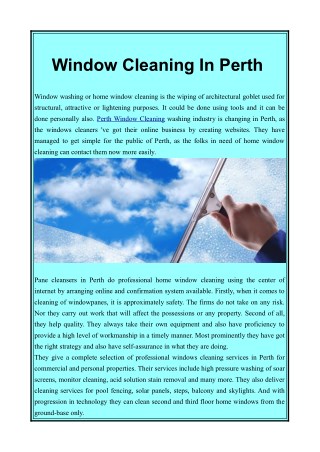 Window Cleaning In Perth