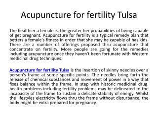 Acupuncture for fertility Tulsa