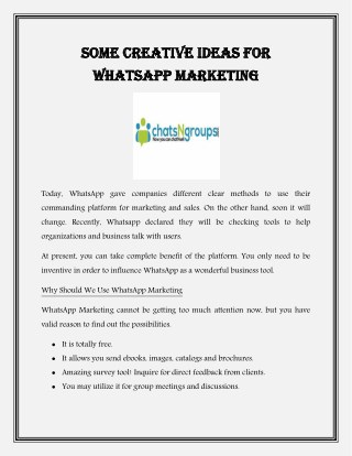 Some Creative Ideas for WhatsApp Marketing