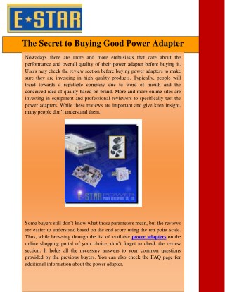 The Secret to Buying Good Power Adapter