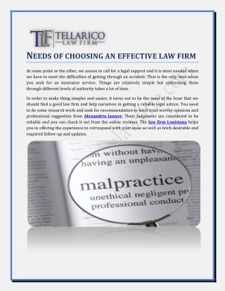 NEEDS OF CHOOSING AN EFFECTIVE LAW FIRM