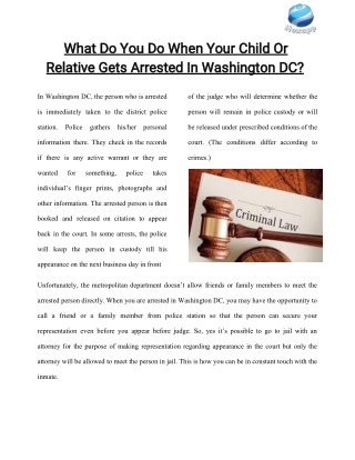 What Do You Do When Your Child Or Relative Gets Arrested In Washington DC