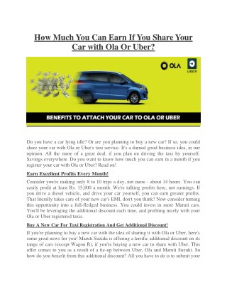 Benefits to Attach Car to Ola & Uber - Autovista