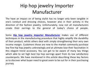 Hip hop jewelry Importer Manufacturer