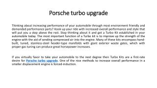 Porsche turbo upgrade