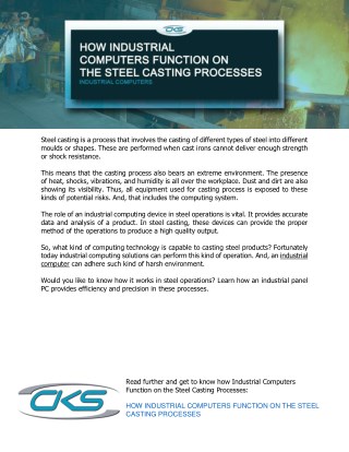 How Industrial Computers Function on the Steel Casting Processes