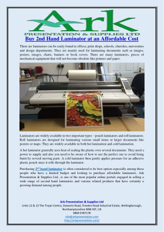 Buy 2nd Hand Laminator at an Affordable Cost