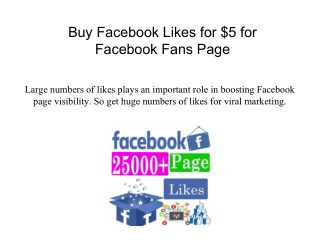 Buy Facebook Likes for $5 for Facebook Fans Page