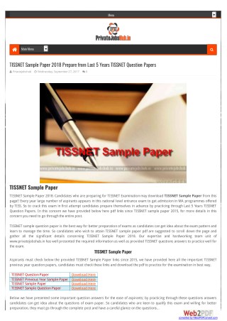 TISSNET Sample Paper