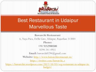 Best Restaurant in Udaipur Marvellous Taste