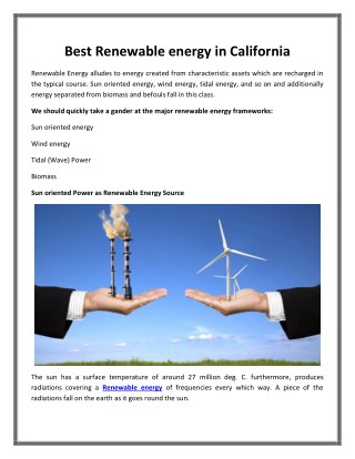 Best Renewable energy in California