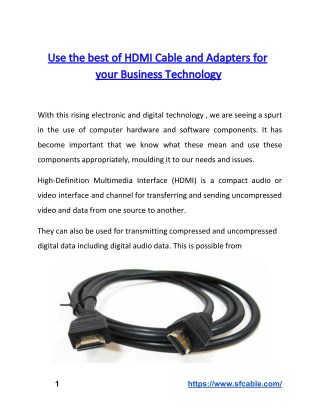 Use the best of HDMI Cable and Adapters for your Business Technology