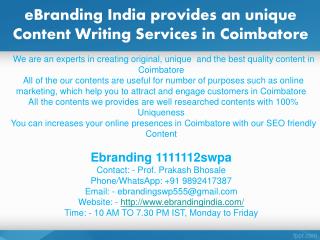 3.eBranding India provides an unique Content Writing Services in Coimbatore